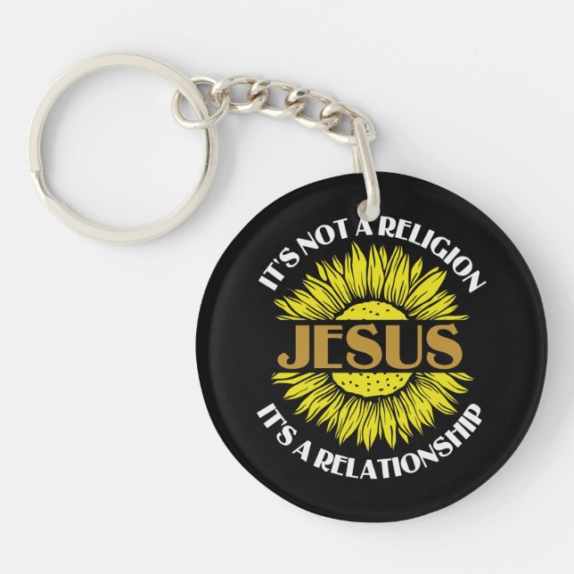 Porte-clefs Christian N'Est Pas Une Religion Jésus Tournesol (Devant)