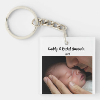 Porte-clefs Christmas Miracle Daddy & Baby Photo Birth Stats
