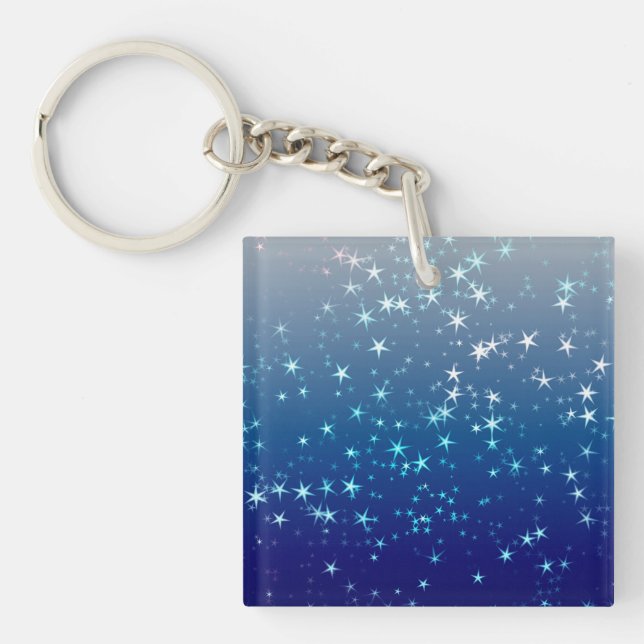 Porte-clefs Christmas Sparkles Stars Blue Sky (Devant)