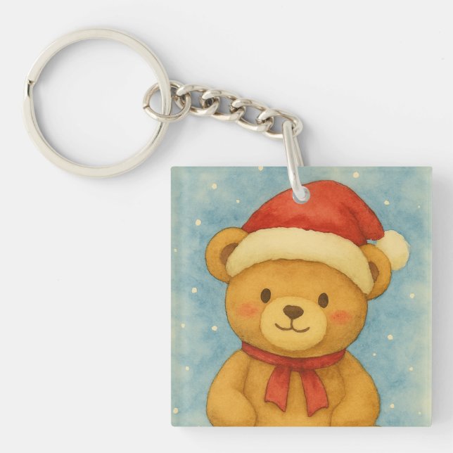 Porte-clefs Christmas Teddy Bear in Snowy Wonderland (Devant)