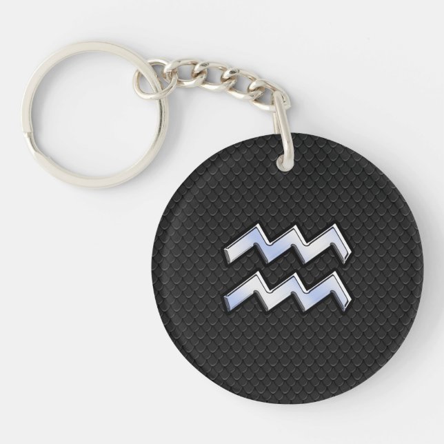 Porte-clefs Chrome comme Aquarius Zodiac dans la peau de serpe (Devant)