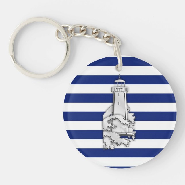 Porte-clefs Chrome comme phare sur les rayures nautiques (Devant)