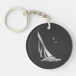 Porte-clefs Chromes Like Sailboat on Carbon Fiber