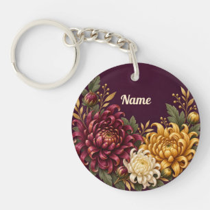 Porte-clefs Chrysanthème personnalisé de naissance de novembre
