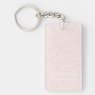 Porte-clefs Chrysanthèmes rose sur fond rose pâle avec photo