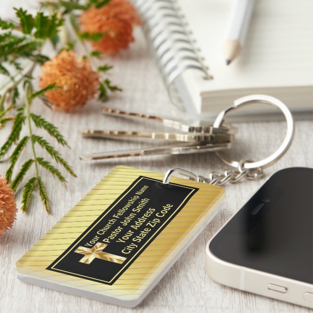 Porte-clefs Church Pastor Classy Or Et Noir (Devant droit)