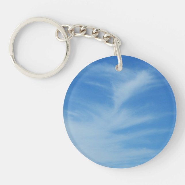 Porte-clefs Ciel bleu avec nuages blancs Abstrait Nature Photo (Devant)