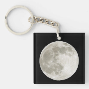Porte-clefs Ciel de nuit de pleine lune Lueur céleste Art d'as