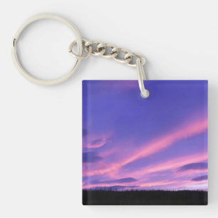 Porte-clefs Ciel du soir rêveur violet orange scène esthétique