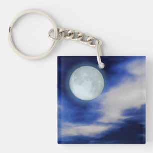 Porte-clefs Ciel nocturne avec lune et nuages