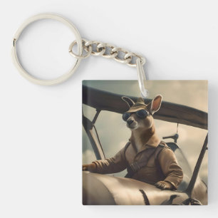 Porte-clefs "Ciels Vintages : Le pilote Kangaroo dans l'ancien