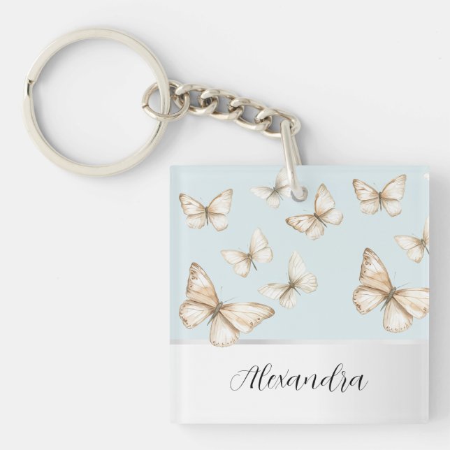 Porte-clefs Cieux bleus et papillons  (Devant)