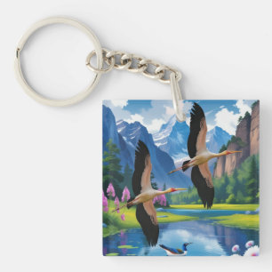 Porte-clefs Cigogne à bec jaune dans le parc national de Paana
