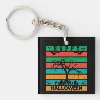 Porte-clefs Cimetière multipolaire avec chauves-souris et arbr