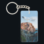Porte-clefs Cinque Terre Italie Aquarelle Vintage<br><div class="desc">Design d'art de voyage rétro des Cinque Terre. Les Cinque Terre est une succession de villages balnéaires centenaires situés sur la côte accidentée de la Riviera italienne.</div>