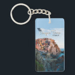 Porte-clefs Cinque Terre Italie Aquarelle Vintage<br><div class="desc">Design d'art de voyage rétro des Cinque Terre. Les Cinque Terre est une succession de villages balnéaires centenaires situés sur la côte accidentée de la Riviera italienne.</div>