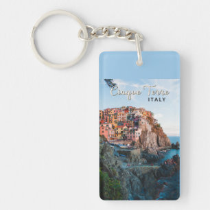 Porte-clefs Cinque Terre Italie Aquarelle Vintage