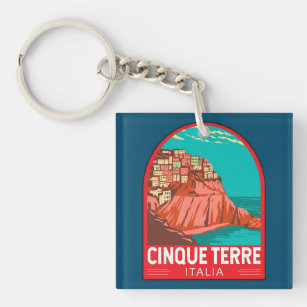 Porte-clefs Cinque Terre Italie Travel Art Vintage
