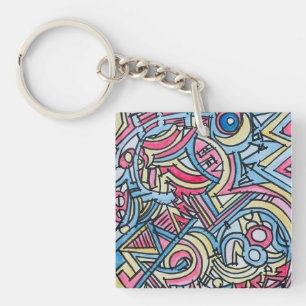 Porte-clefs Cirque à Trois Anneaux - Art Géométrique Moderne