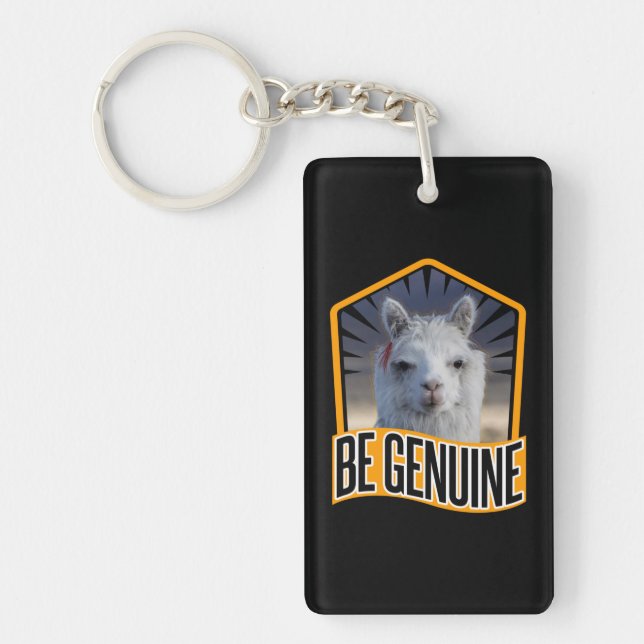 Porte-clefs Citation Alpaca Be Genuine - Llama Lover (Devant)