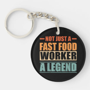 Porte-clefs Citation amusante Retro Fast Food Worker