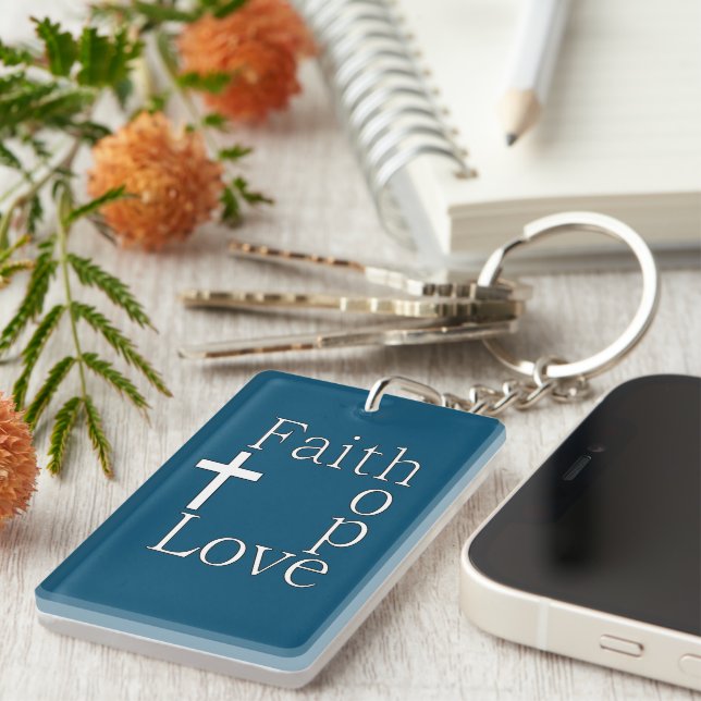 Porte-clefs Citation chrétienne "Faith Hope Love" (Devant droit)