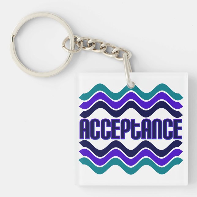 Porte-clefs Citation d'acceptation en bleu vert violet (Devant)