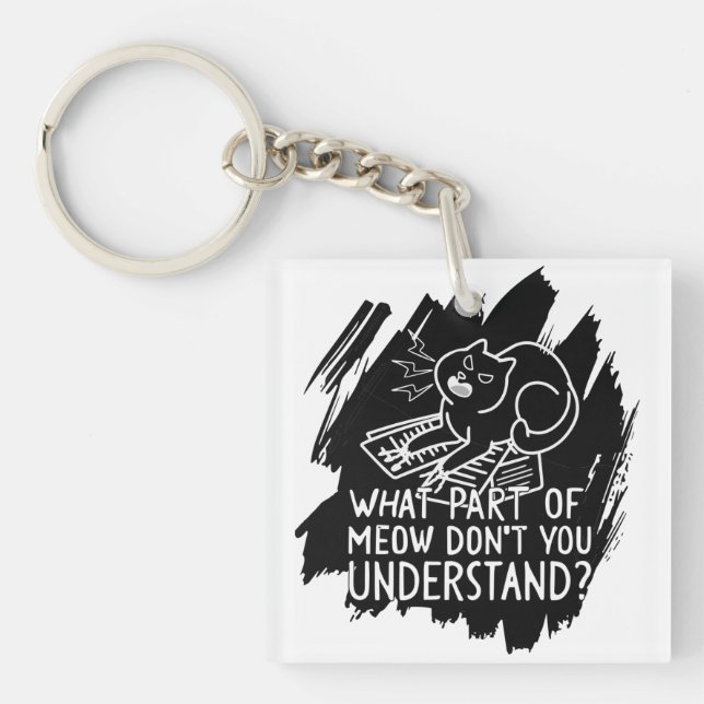 Porte-clefs Citation de chat amusante Black Splash (Devant)