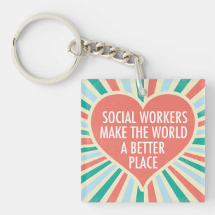 Porte-clefs Citation de coeur du travail social inspirationnel
