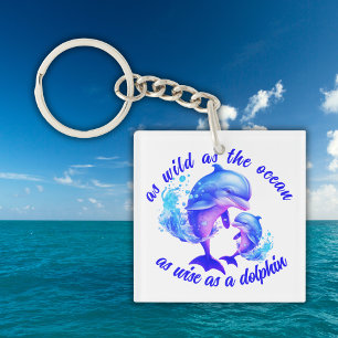 Porte-clefs Citation de dauphins d'aquarelle  