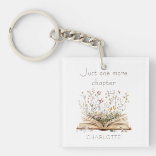 Porte-clefs Citation de l'amateur de livres floraux à l'aquare