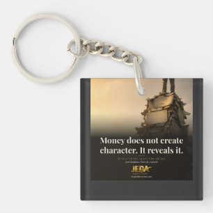 Porte-clefs Citation de livre sur l'argent révèle le caractère