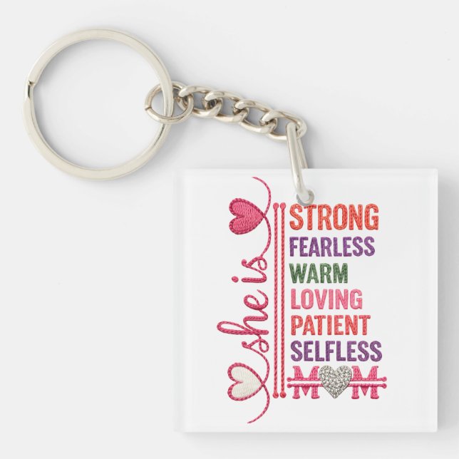 Porte-clefs Citation de mère forte (Devant)