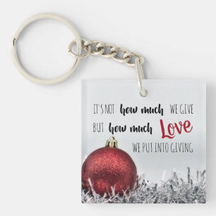 Porte-clefs Citation de Noël inspirante avec décoration rouge