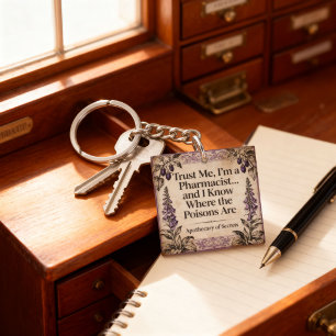 Porte-clefs Citation de pharmacien d'apothicairerie botanique