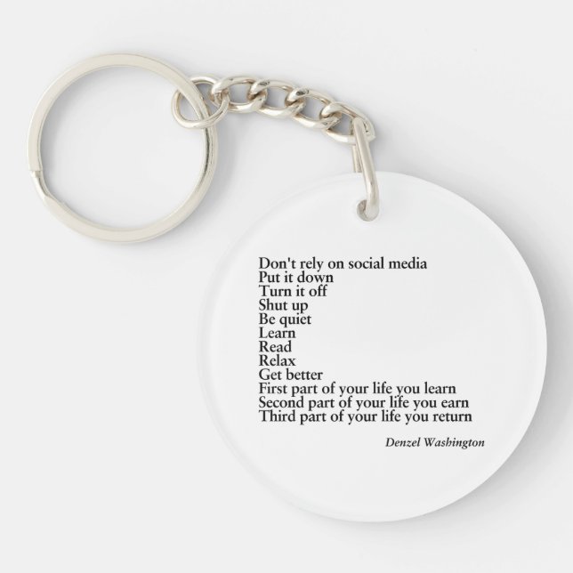 Porte-clefs citation de porte-clés, citation de Denzel Washing (Devant)