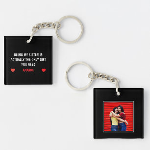 Porte-clefs Citation de soeur amusante avec photo