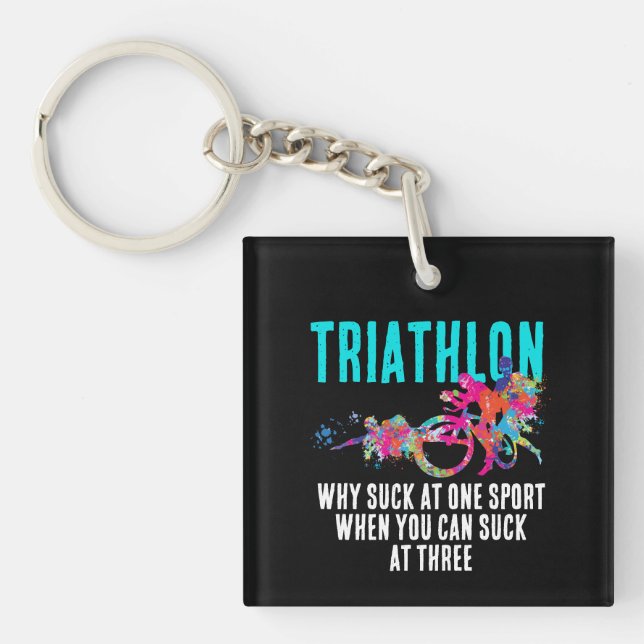 Porte-clefs Citation de triathlon sarcastique moderne avec écl (Devant)