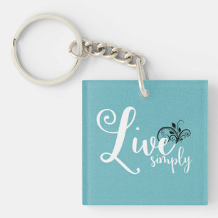 Porte-clefs Citation de typographie "Live Simply"
