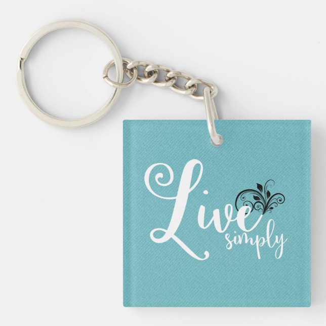 Porte-clefs Citation de typographie "Live Simply" (Devant)