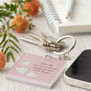Porte-clefs Citation Diamants & Champagne – Édition Cher La Vi