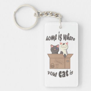 Porte-clefs Citation drôle Accueil est où est votre chat