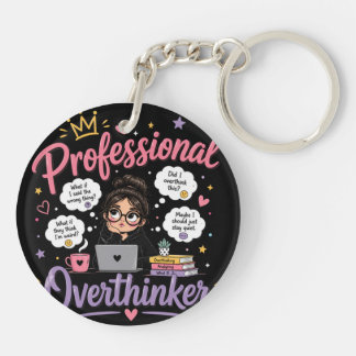 Porte-clefs Citation drôle de surpenseur professionnel noir