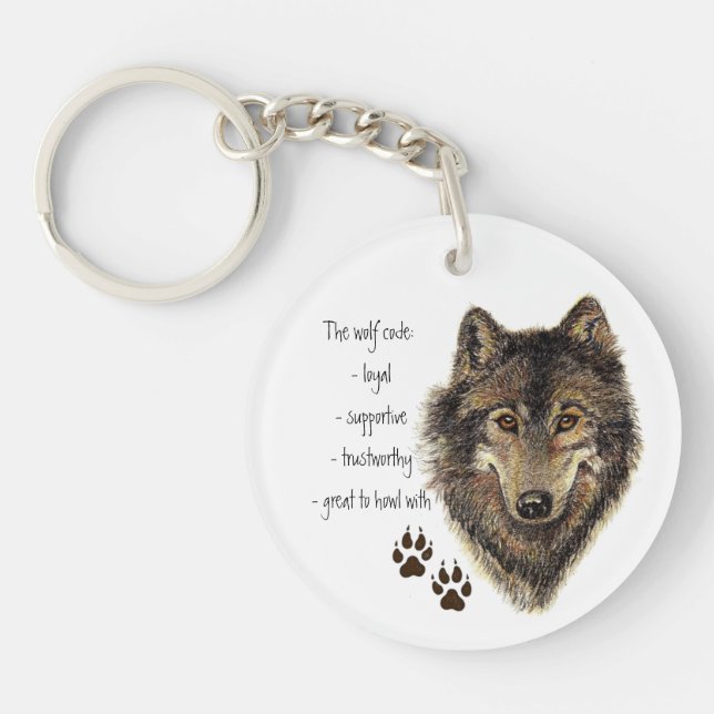 Porte-clefs Citation du code du loup, Porte - clé animal des l (Devant)