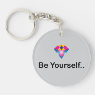 Porte-clefs Citation gras "Be Yourself" avec diamant brillant