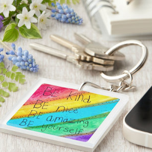 Porte-clefs Citation Inspirante Arc-en-Ciel Soyez Gentil Soyez