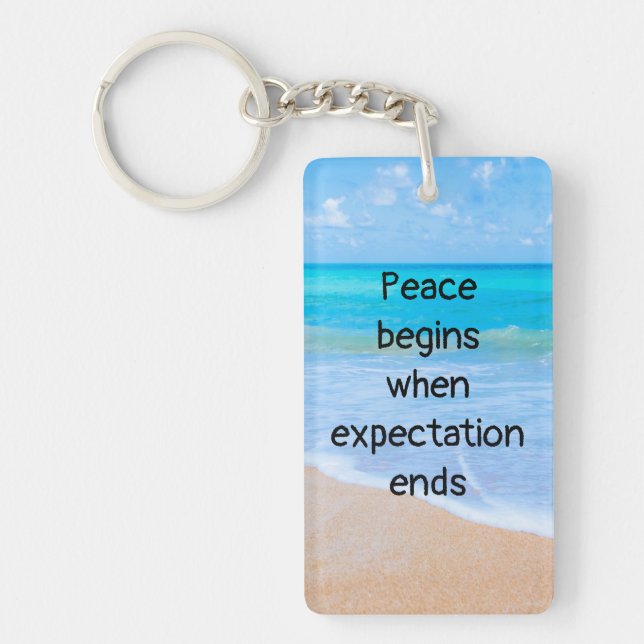 Porte-clefs Citation inspirante avec scène de plage tropicale (Devant)