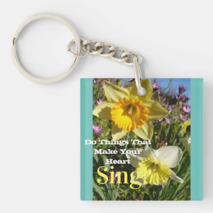 Porte-clefs Citation inspirante Fleur de printemps de jonquill