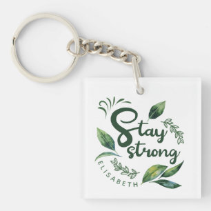 Porte-clefs Citation Inspirante Personnalisée avec Feuilles Ve