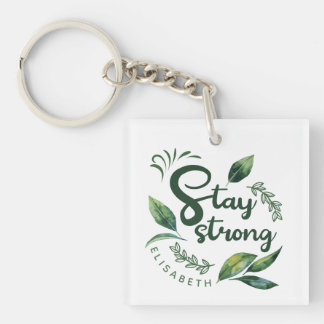 Porte-clefs Citation Inspirante Personnalisée avec Feuilles Ve